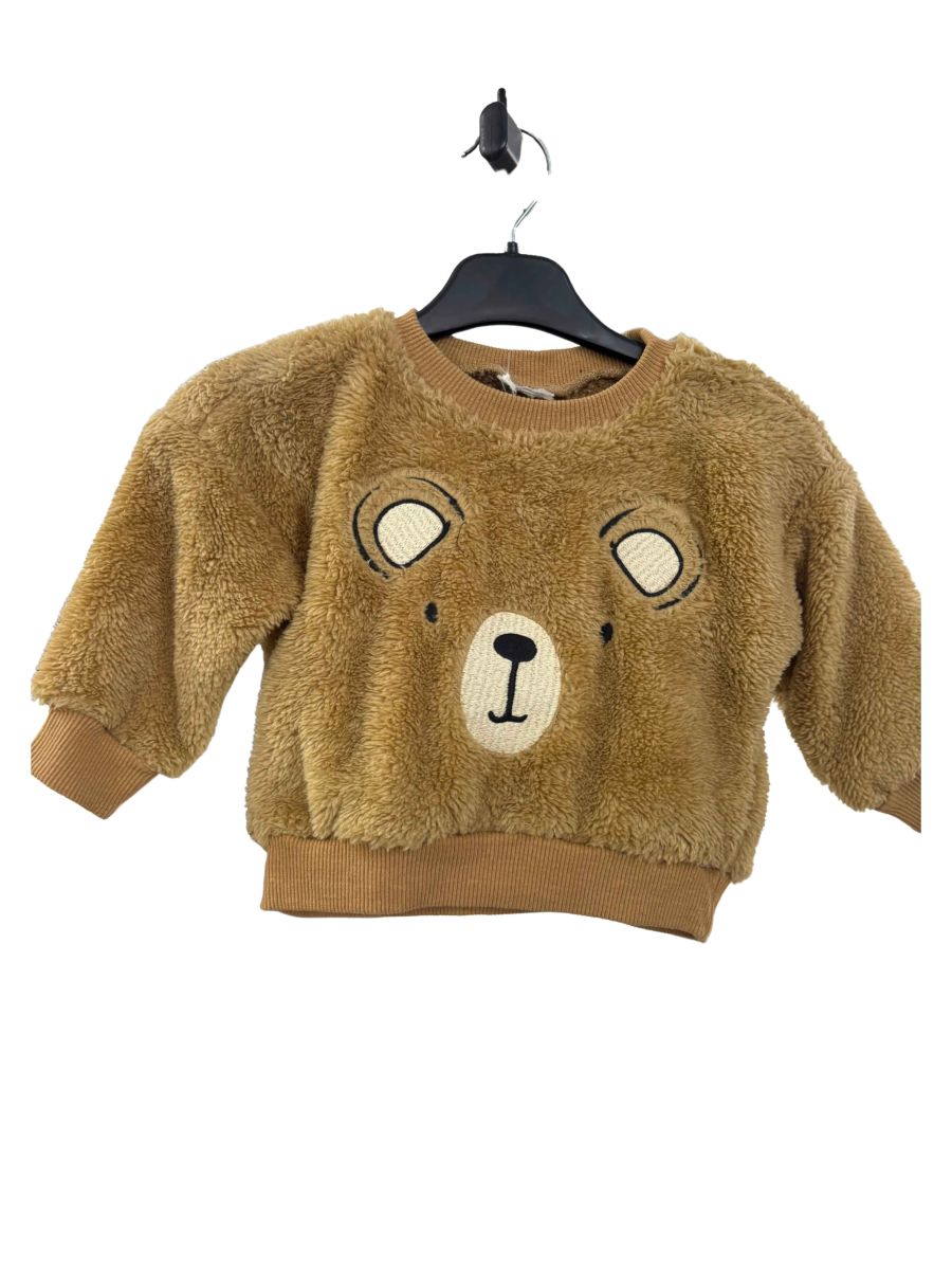 Sevimli Ayıcık Nakışlı Kahverengi Pelüş Çocuk Sweatshirt